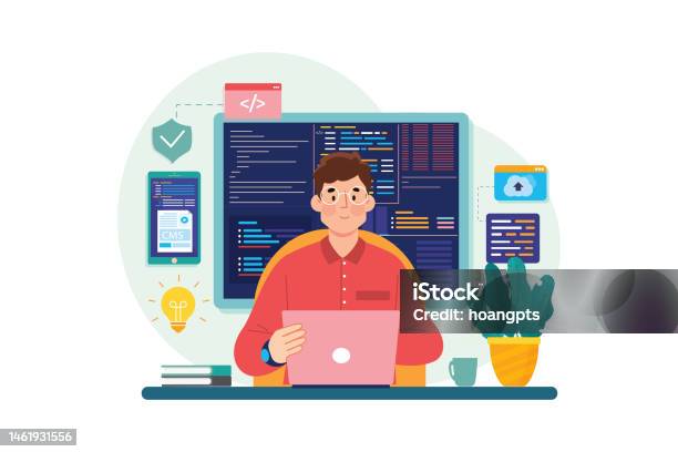 Man Codder Man Coder Development Programming Computer Stock Illustration ...