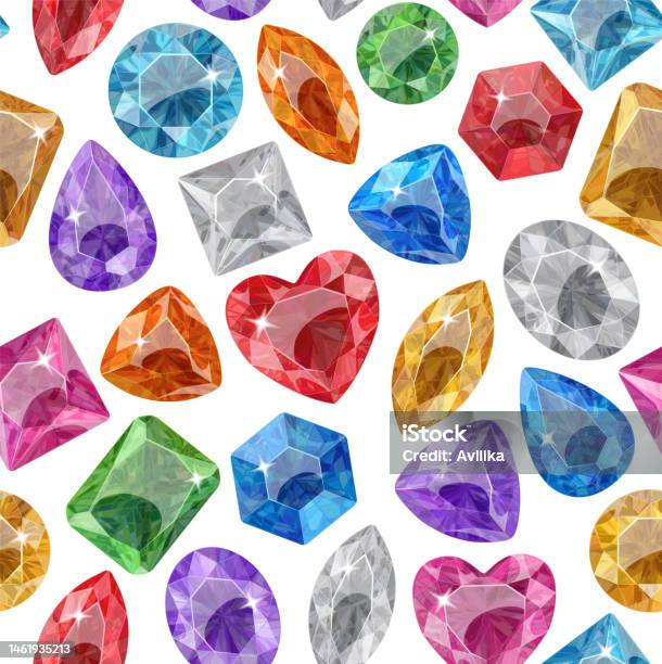 Multi Colored Crystal Icon Pattern With Multicolored Crystals On A White Background Gems Of ...