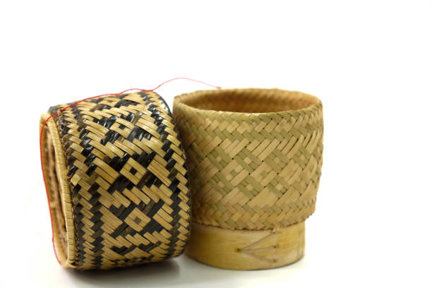 istock The picture shows handmade bamboo sticky rice baskets on a white background. 1461941296