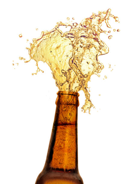 istock A bottle of cold beer on a white background with spray. 3d render 1461971295