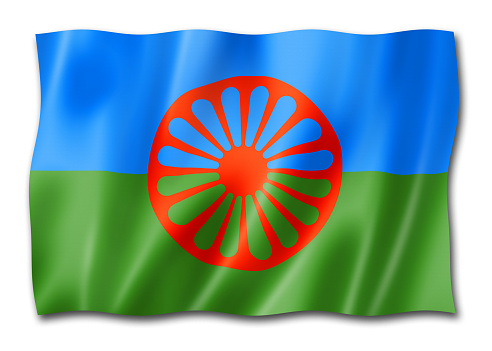 Romani people ethnic flag. 3D illustration