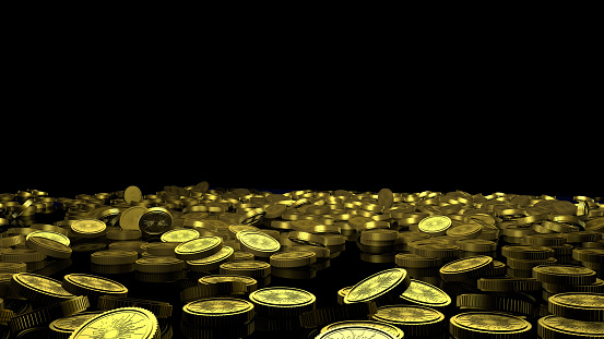 Glittering new generation digital coins on black background. / You can see the animation movie of this image from my iStock video portfolio. Video number: 1461442017
