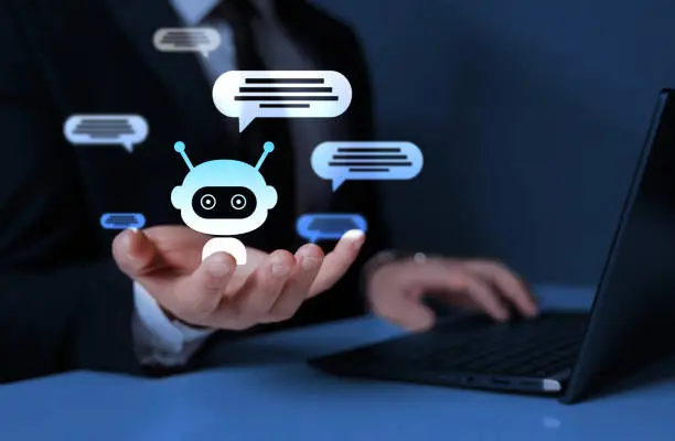 Chatbot assistant on smartphone app interface with artificial intelligence technology