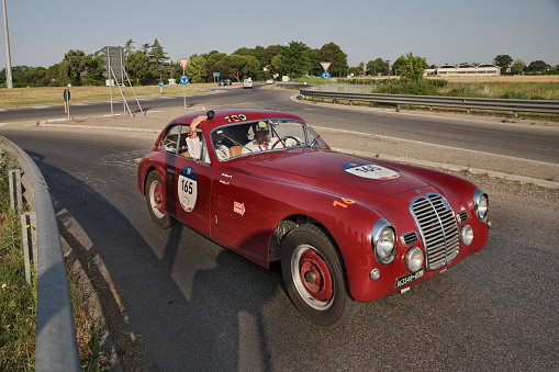 vintage Italian sports car Maserati A6 1500 Berlinetta (1949) in classic car race Mille Miglia, in Forlimpopoli, FC, Italy, on June 16, 2022