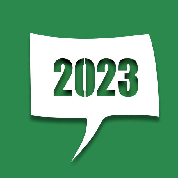 istock 3D- image of a banner with carved numbers 2023 1462022217