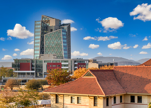 aerial view daytime of Gaborone capital city of Botswana