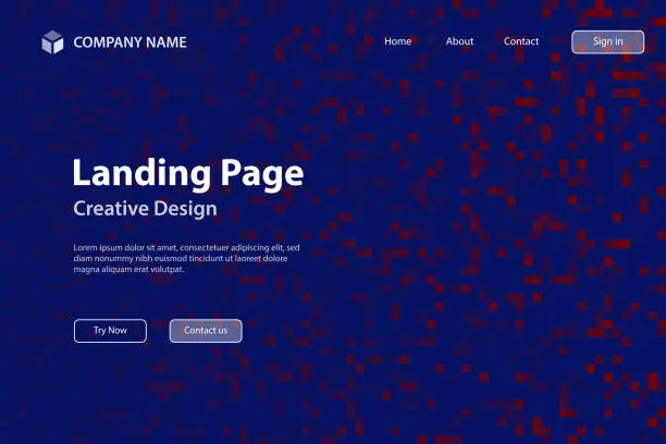 Vector illustration of Landign page Template - Abstract pixel background with Red gradient - Trendy background