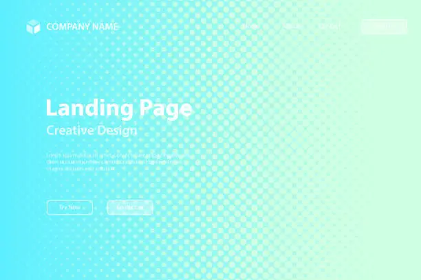 Vector illustration of Landing page Template - Halftone background with Blue gradient - Trendy design