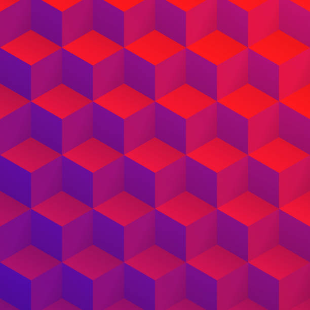 ilustrações de stock, clip art, desenhos animados e ícones de abstract geometric background with purple cubes - trendy 3d background - vibrant color checked backgrounds multi colored