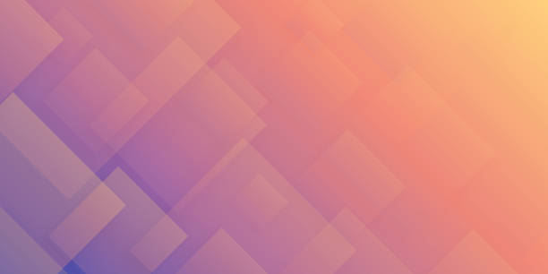 abstrakter hintergrund mit quadraten und lila farbverlauf - trendiges design - blue background orange background purple background light stock-grafiken, -clipart, -cartoons und -symbole