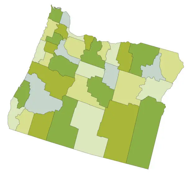 Vector illustration of Highly detailed editable political map with separated layers. Oregon.