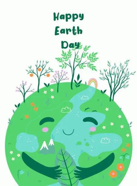 Vector illustration of Poster or postcard for earth day. Vector graphics.