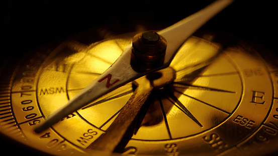 Sundial compass close up