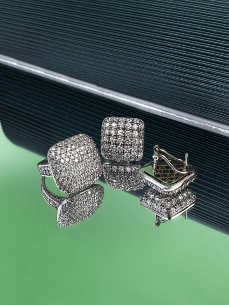 istock Silver earrings with cubiconits, in decor 1462058872