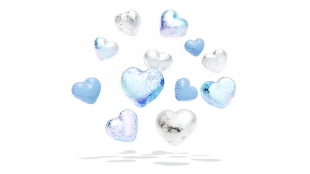 istock Simple image of a blue heart balloon floating in a white space 1462070678