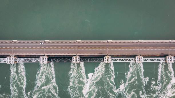 istock High-angle view of the bridge road on the water. 1462079922