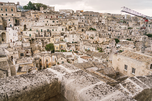 Looking at the beautiful ancient town of Matera, in southern Italy. Matera has gained international fame for its ancient town, the 