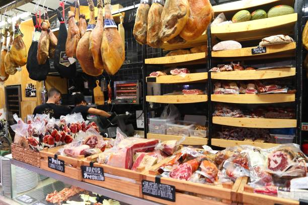Ham store in Lisbon, Portugal stock photo