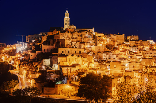 Looking at the beautiful ancient town of Matera, in southern Italy. Matera has gained international fame for its ancient town, the \