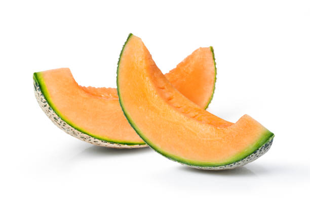 melón melón sobre blanco - cantaloupe fotografías e imágenes de stock