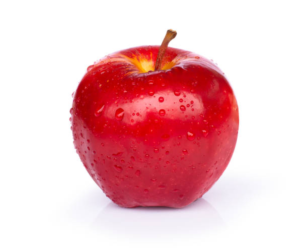 czerwone jabłko na białym tle - drop red delicious apple apple fruit zdjęcia i obrazy z banku zdjęć