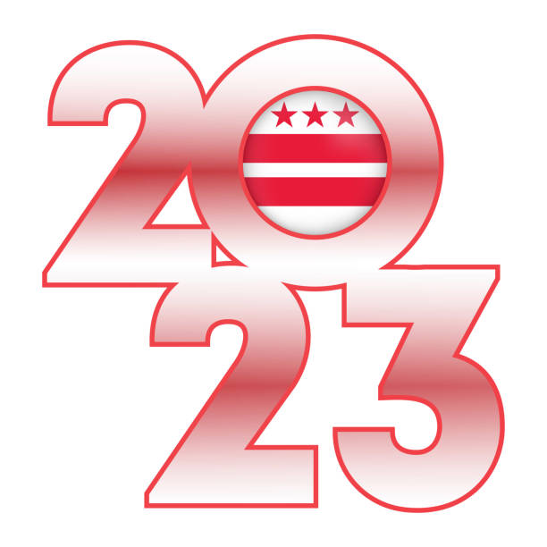 istock 2023 banner with District of Columbia state flag inside. Vector illustration. 1462126403