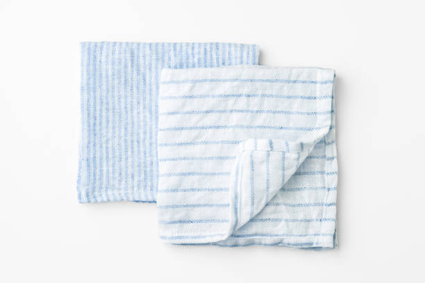 istock Folded striped blue linen napkins mockup 1462140366
