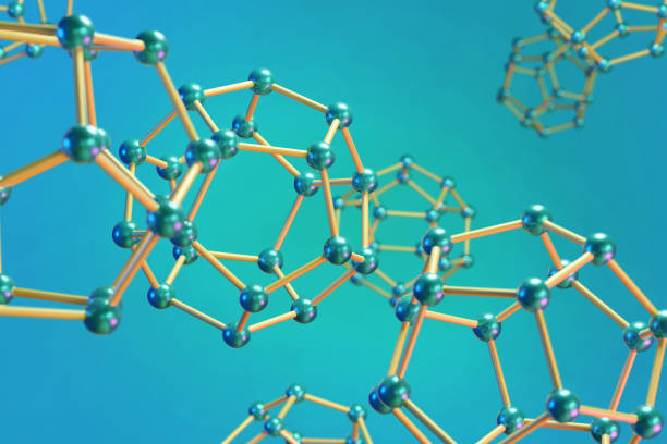 istock Molecules in the form of a dodecahedron on blue background. 3d illustration. 1462142114