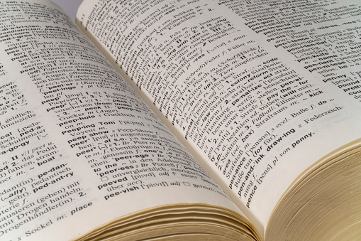 Dictionary page close up with underlined word