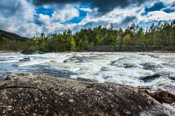 istock Beautiful landscape with mounty river 1462147824