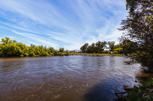 The border crossing between Victoria and New South Wales near Corryong at Bringenbrong Bridge and reserve in Australia