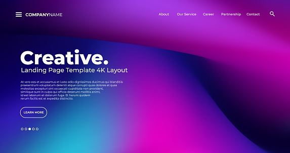 4K Landing Page Template - Abstract dynamic, modern, futuristic, multi colored, simple for website template background