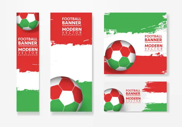 Vector illustration of Hungary football team with flag background vector design. Soccer championship concept with football ball illustration template. football banner design.