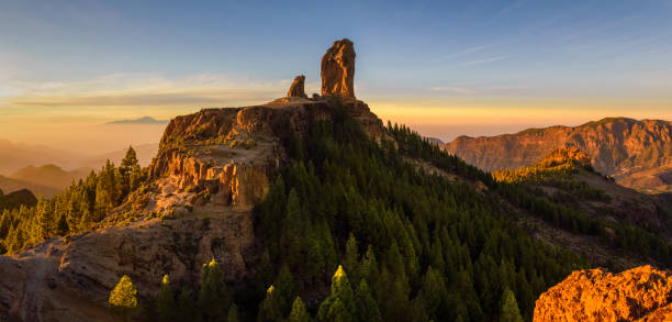 istock Roque Nublo sunset panorama 1462156325