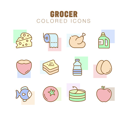 This set contains icons of Cheese, Fruit, Chicken, Bread and such.