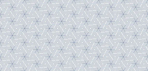 Vector illustration of Abstract seamless pattern with line streak Jewish star and hexagon vector illustration