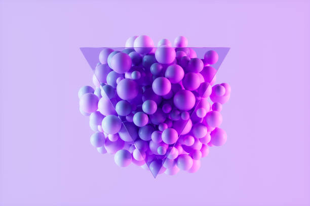 Glass Transparent Frame with Flying Spheres Neon Lighting Background