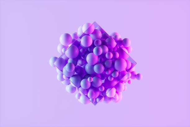 istock Glass Transparent Frame with Flying Spheres Neon Lighting Background 1462159608
