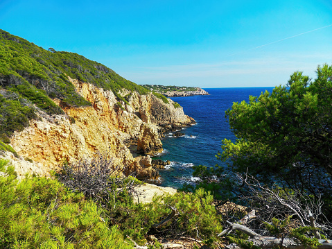 Creeks of Provence, Marseille, beach, boats and turquoise paradise water in south of France by summer