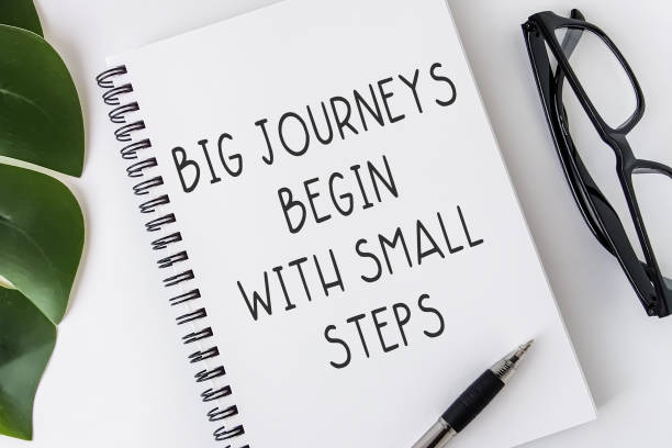 istock Big journeys begin with small steps. Inspiring Creative Motivation Quote. 1462172608