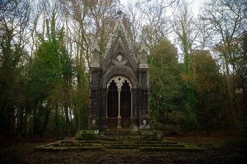 Mausoleum in Sasseto’s woods in italian apennines\nTorre Alfina (Lazio, Italy) - Bosco del Sasseto forest