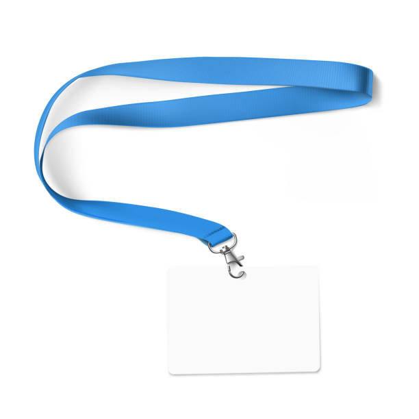 stockillustraties, clipart, cartoons en iconen met lanyard with badge mockup. vector illustration. ready realistic lanyard for any background. - sleutelkoord