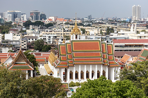 The Yaowarat china town Gateway Arch (Odeon Circle) and Temple, Landmark of Chinatown Bangkok Thailand