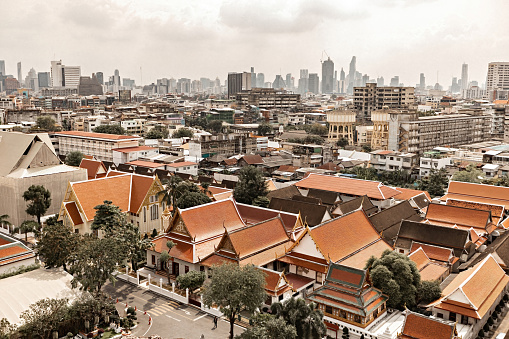 Aerial view of Bangkok from Golden Mount Temple, Thailand