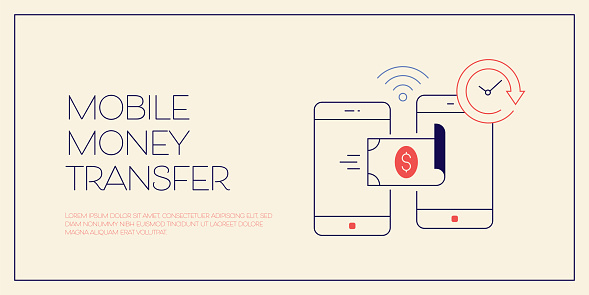 Mobile Money Transfer Related Conceptual Vector Illustration. Internet, Online Banking, Money, Exchanging.