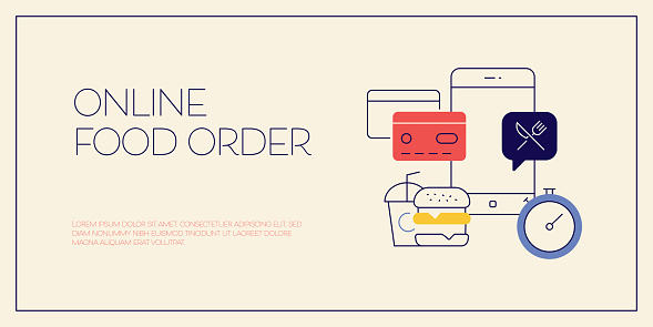 istock Online Food Order Related Conceptual Vector Illustration. Fast Food, Mobile App, Internet, Speed, Delivering. 1462185207