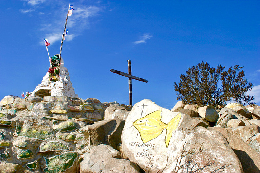 Atacama Region, Chile. May 3rd 2006.  A religious shrine by the side of Route 5, part of the Pan American Highway through the Atacama Desert in Chile.