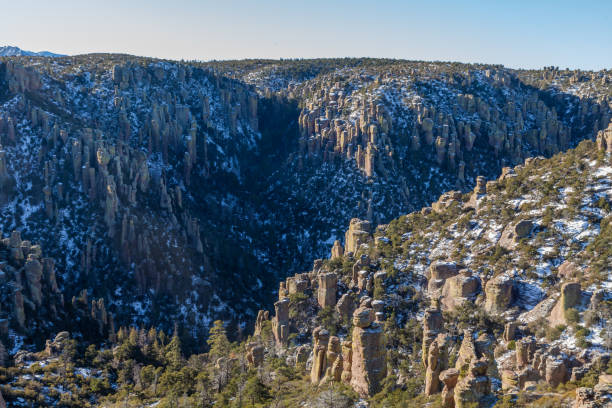 pomnik narodowy chiricahua zimowy krajobraz arizony - chiricahua national monument zdjęcia i obrazy z banku zdjęć