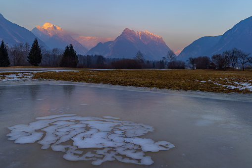 Winter landscape near village Bovec, Triglavski national park, Slovenia