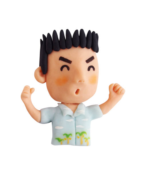 istock Male upper body in aloha shirt posing with guts(clay) 1462196006